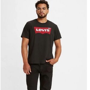 Levi's Men's Black and Red Logo Tee Size XL